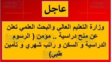 وزارة التعليم العالي والبحث العلمي تعلن عن منح دراسية .. مؤمن ( الرسوم الدراسية و السكن و راتب شهري و تأمين طبي)