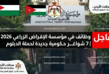 وظائف في مؤسسة الإقراض الزراعي 2026 | 7 شواغر حكومية جديدة لحملة الدبلوم