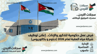 فرص عمل حكومية للذكور والإناث.. شركة مياه العقبة تعلن عن وظائف لحملة (دبلوم و بكالوريوس)